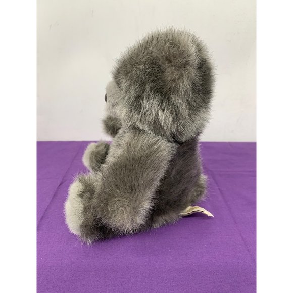 Gina 8 Inch Gray Frosted Teddy Bear Brown Plastic Eyes Leather Nose Gray Detail - Picture 7 of 11